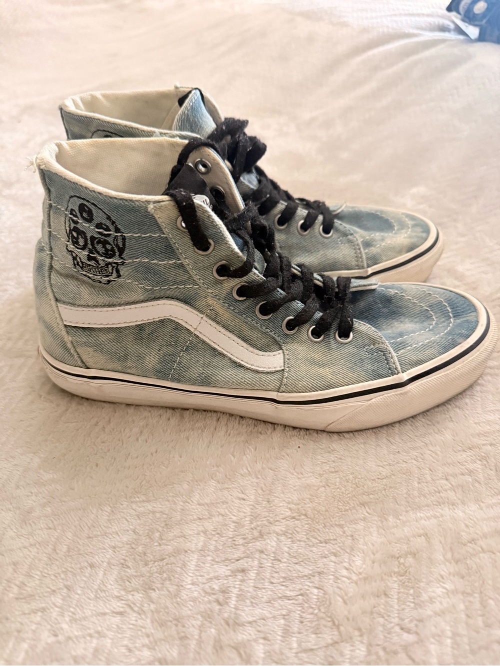 Vans Sk8-Hi Denim High Top Sneakers Light Wash Men’s 7.5 Women’s 9